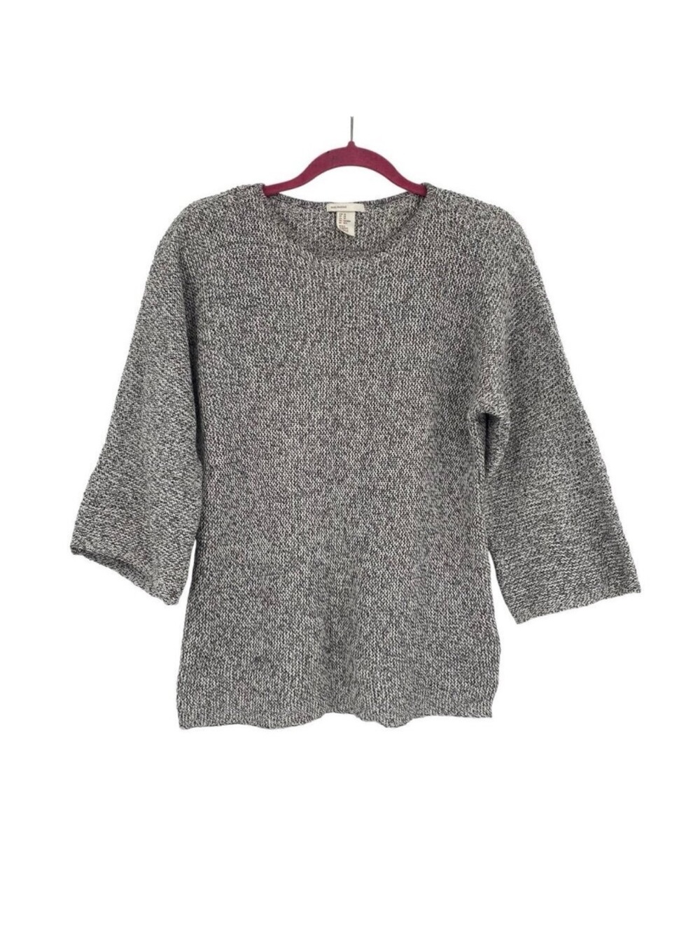 H&M Womens XS Gray Cotton Blend Flare 3/4 Sleeve Minimalist Capsule Sweater